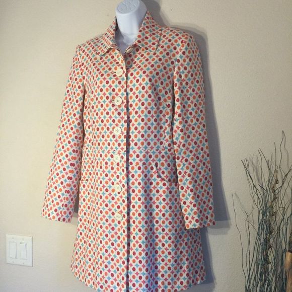 Red Herring London Linen Cotton Spring Coat Size 12 EU US 8 - Picture 4 of 16